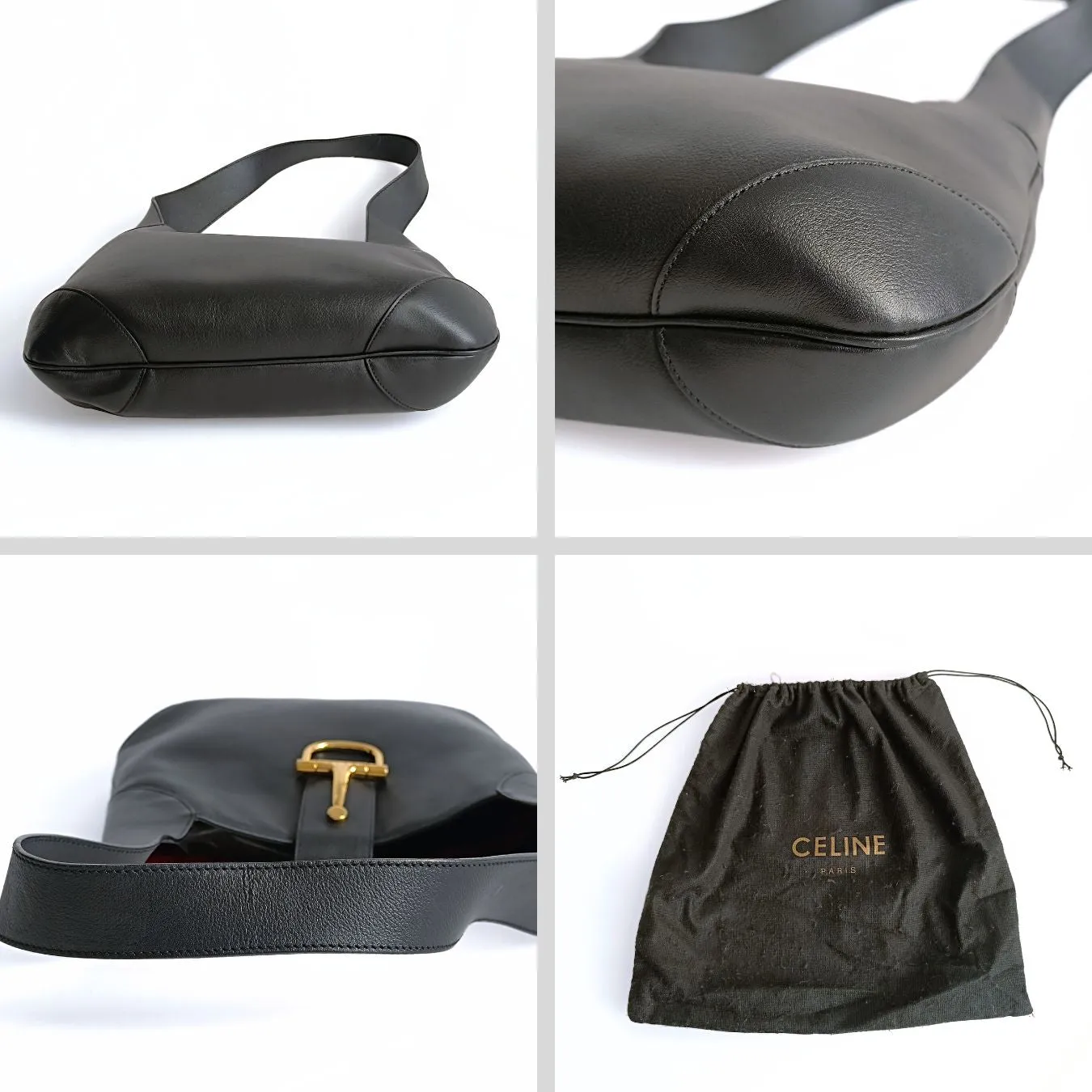 CELINE Celine Celine vintage black leather shoulder bag