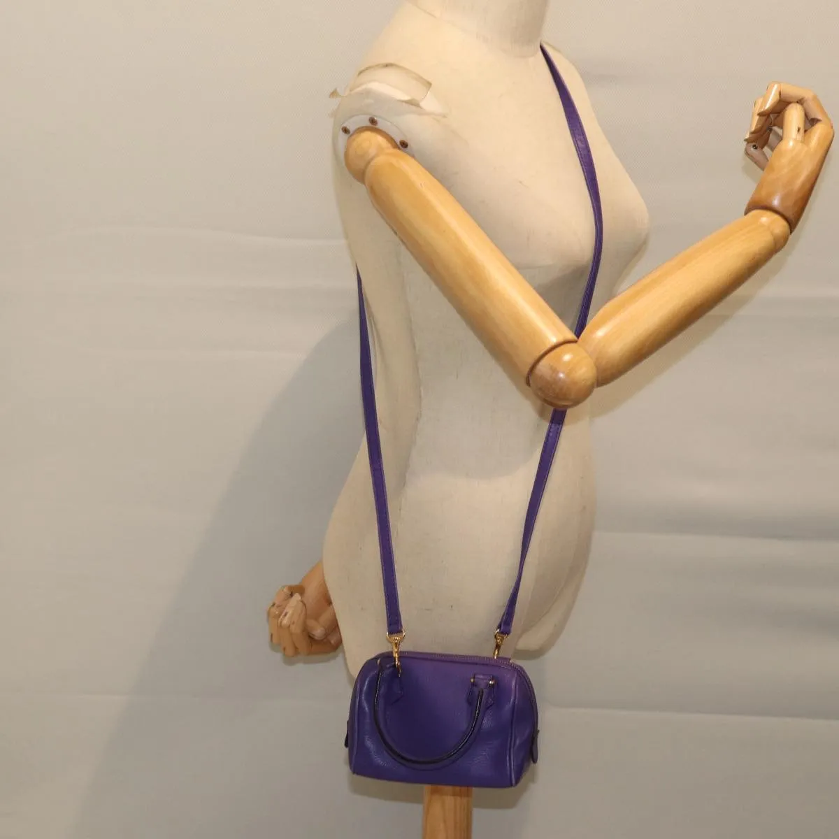 CELINE Hand Bag Leather 2way Purple Auth 69720