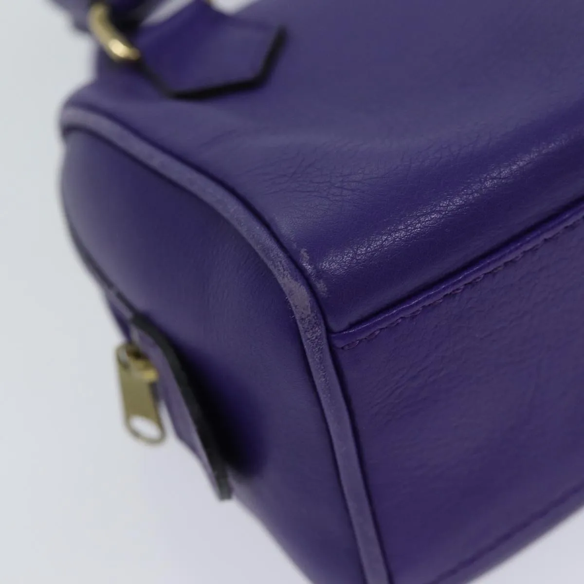 CELINE Hand Bag Leather 2way Purple Auth 69720