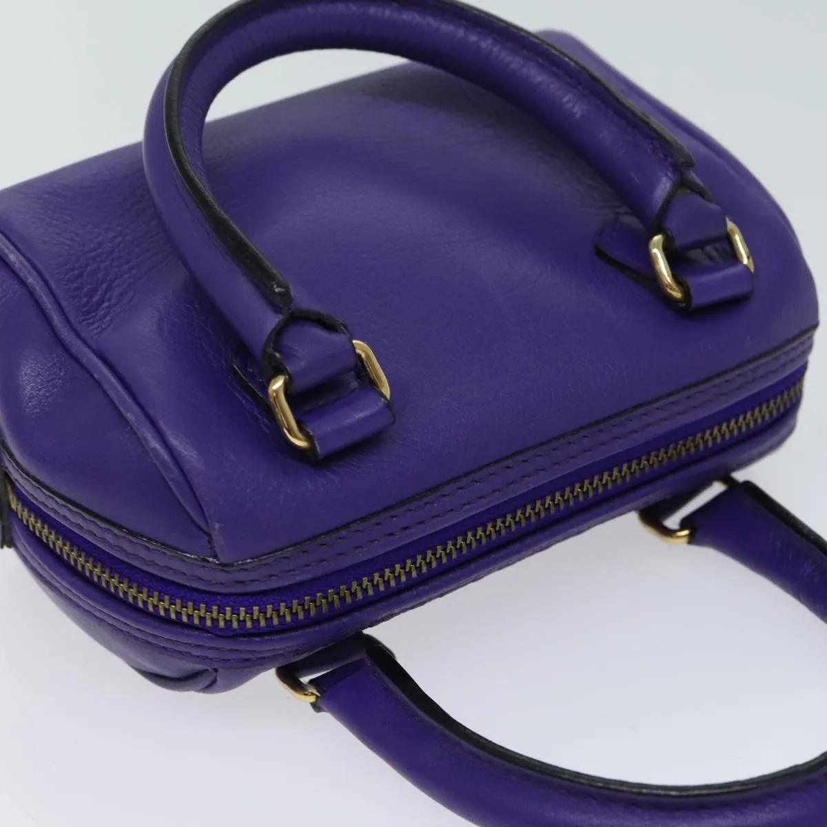 CELINE Hand Bag Leather 2way Purple Auth 69720