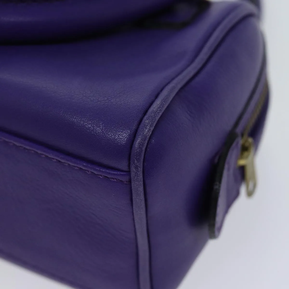 CELINE Hand Bag Leather 2way Purple Auth 69720