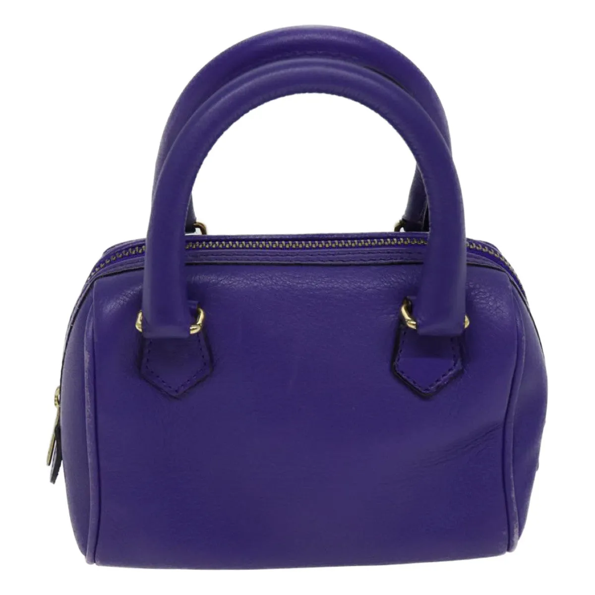 CELINE Hand Bag Leather 2way Purple Auth 69720