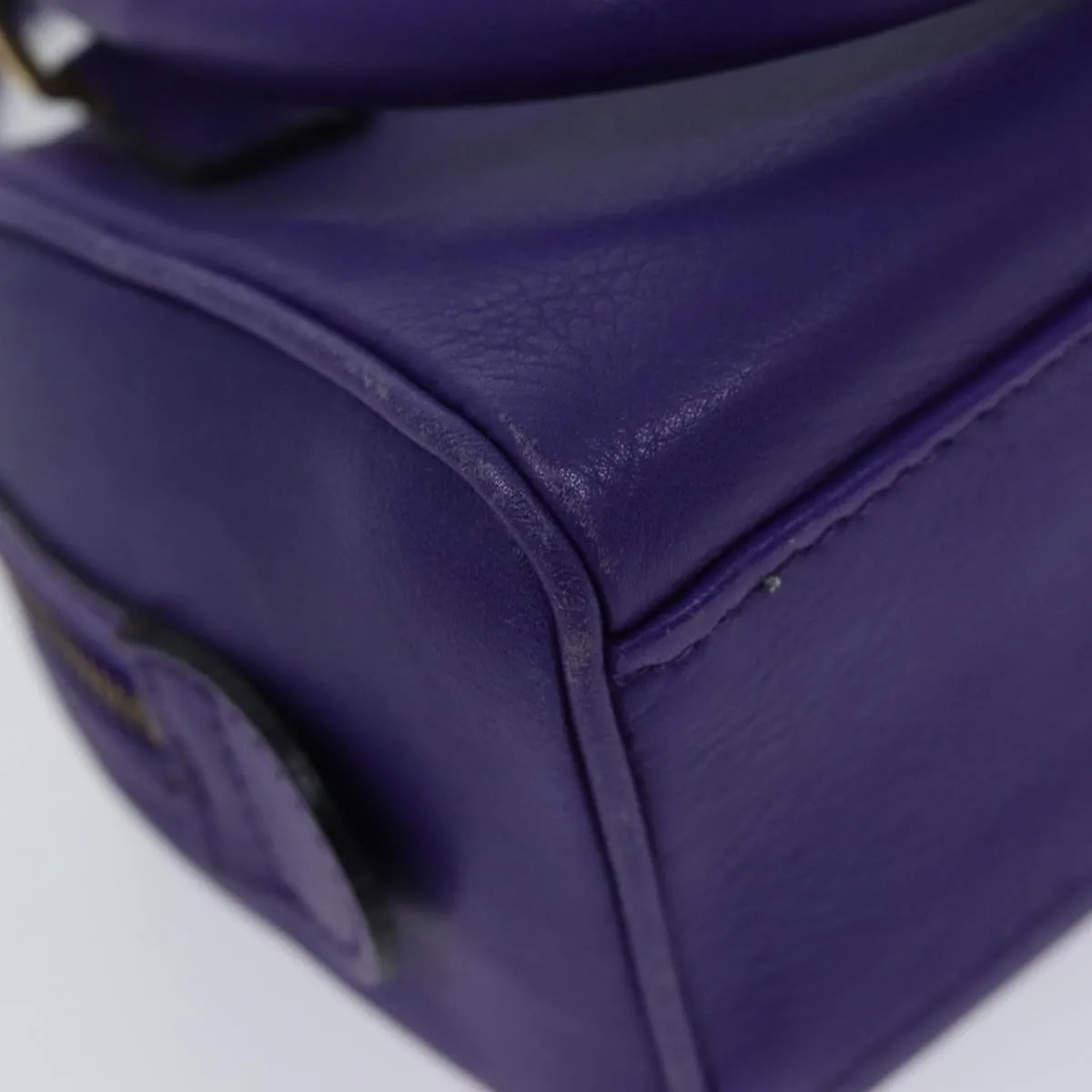 CELINE Hand Bag Leather 2way Purple Auth 69720