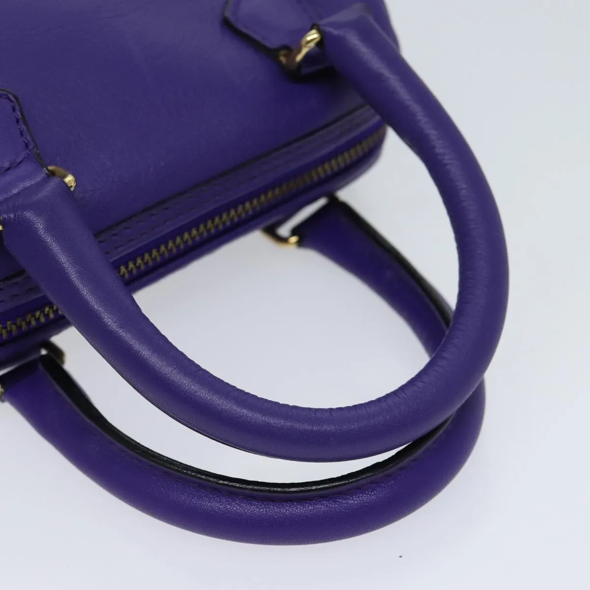 CELINE Hand Bag Leather 2way Purple Auth 69720