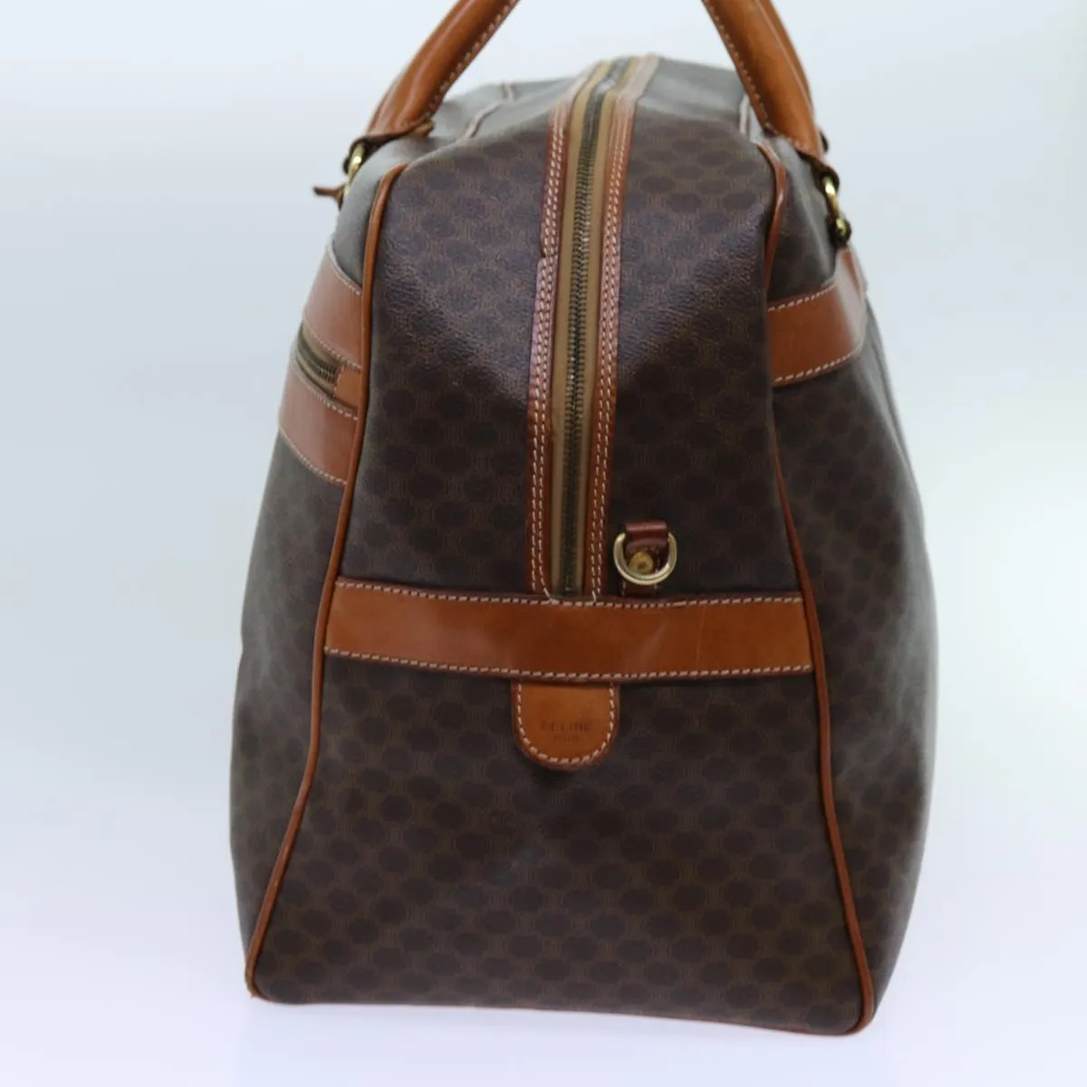 CELINE Macadam Canvas Boston Bag 2way Brown Auth yk11378