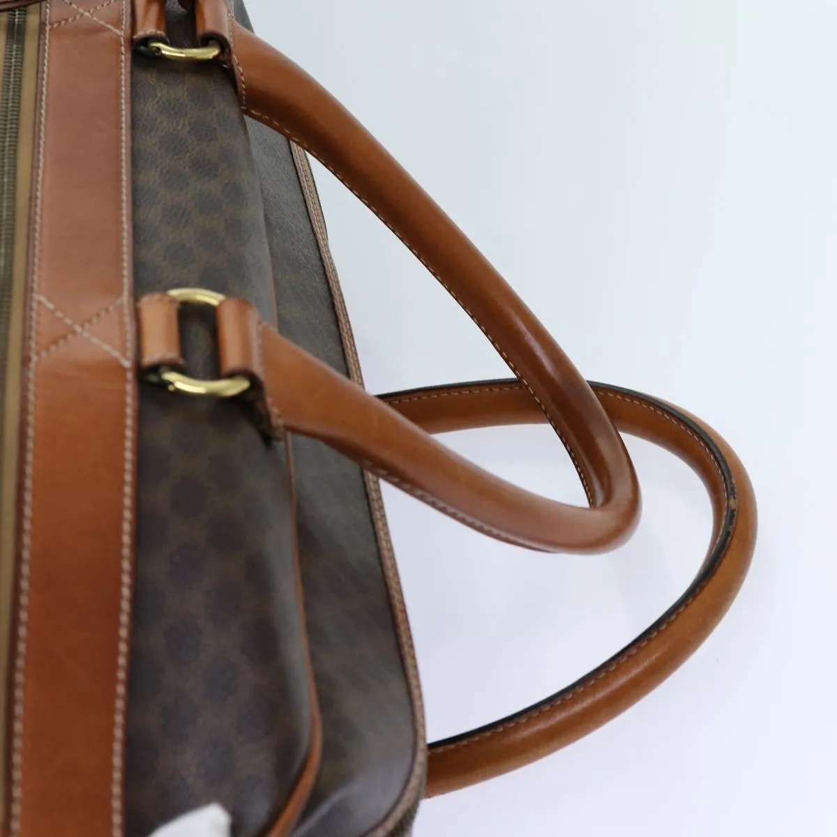CELINE Macadam Canvas Boston Bag 2way Brown Auth yk11378