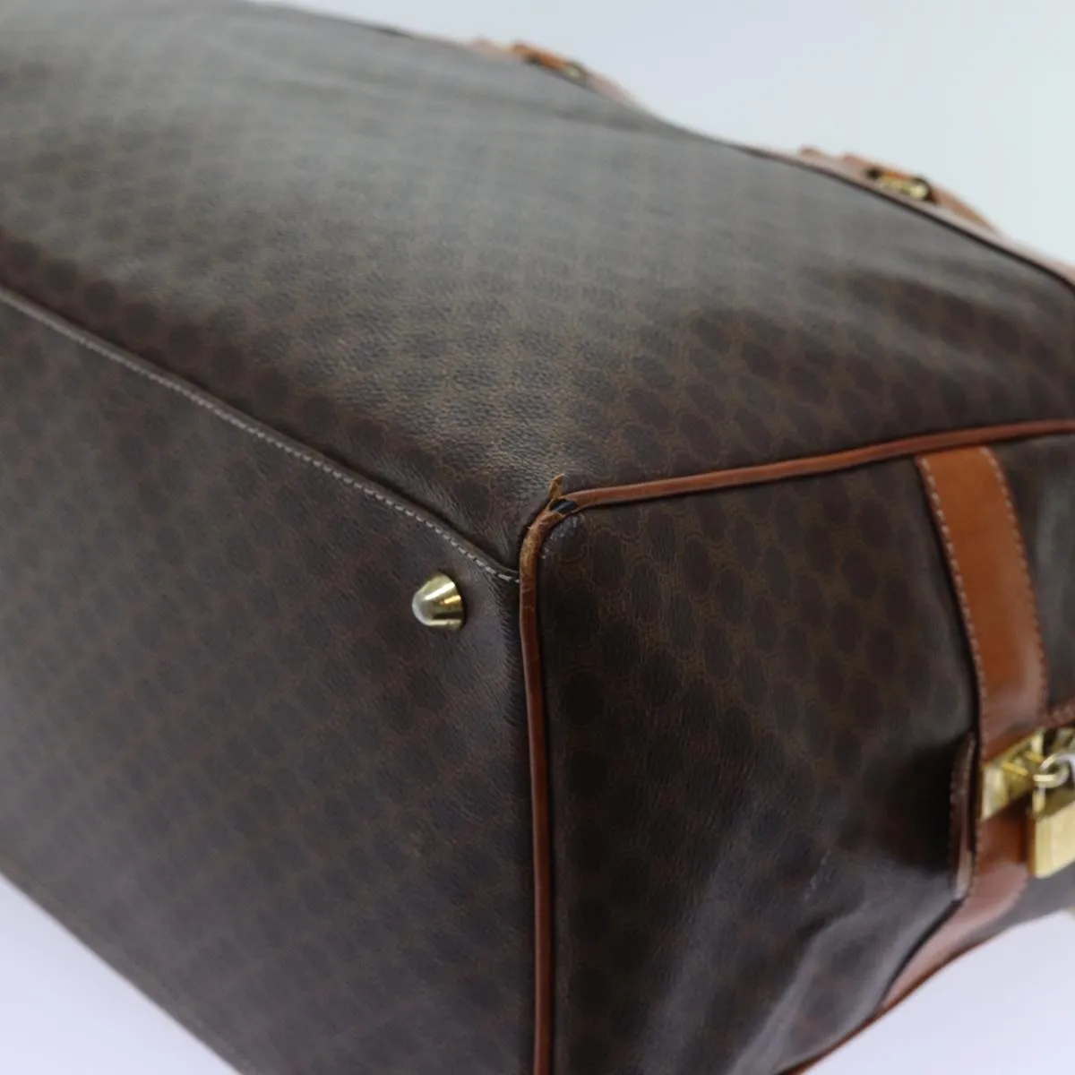 CELINE Macadam Canvas Boston Bag 2way Brown Auth yk11378