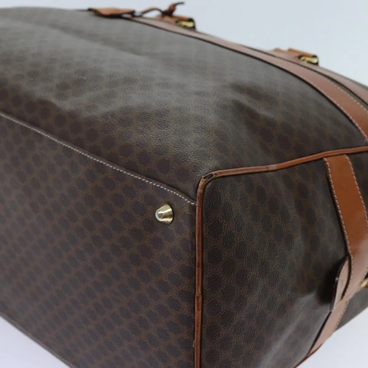 CELINE Macadam Canvas Boston Bag 2way Brown Auth yk11378