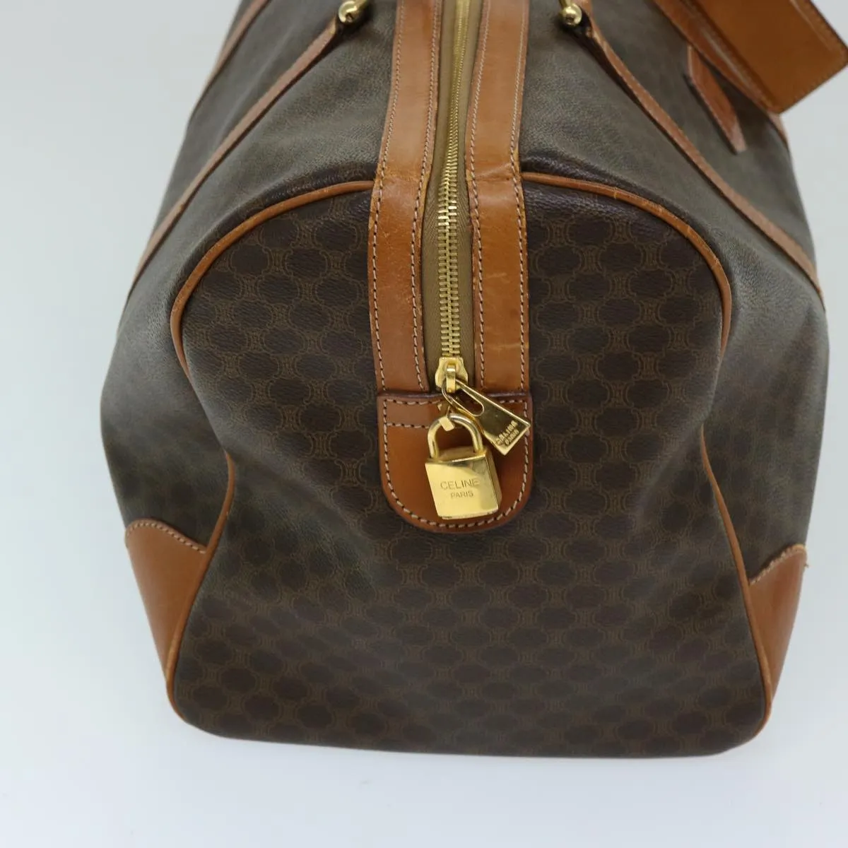 CELINE Macadam Canvas Boston Bag PVC Brown Auth 69631