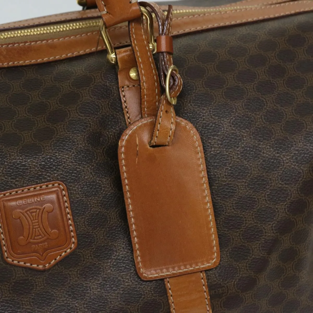 CELINE Macadam Canvas Boston Bag PVC Brown Auth 69631