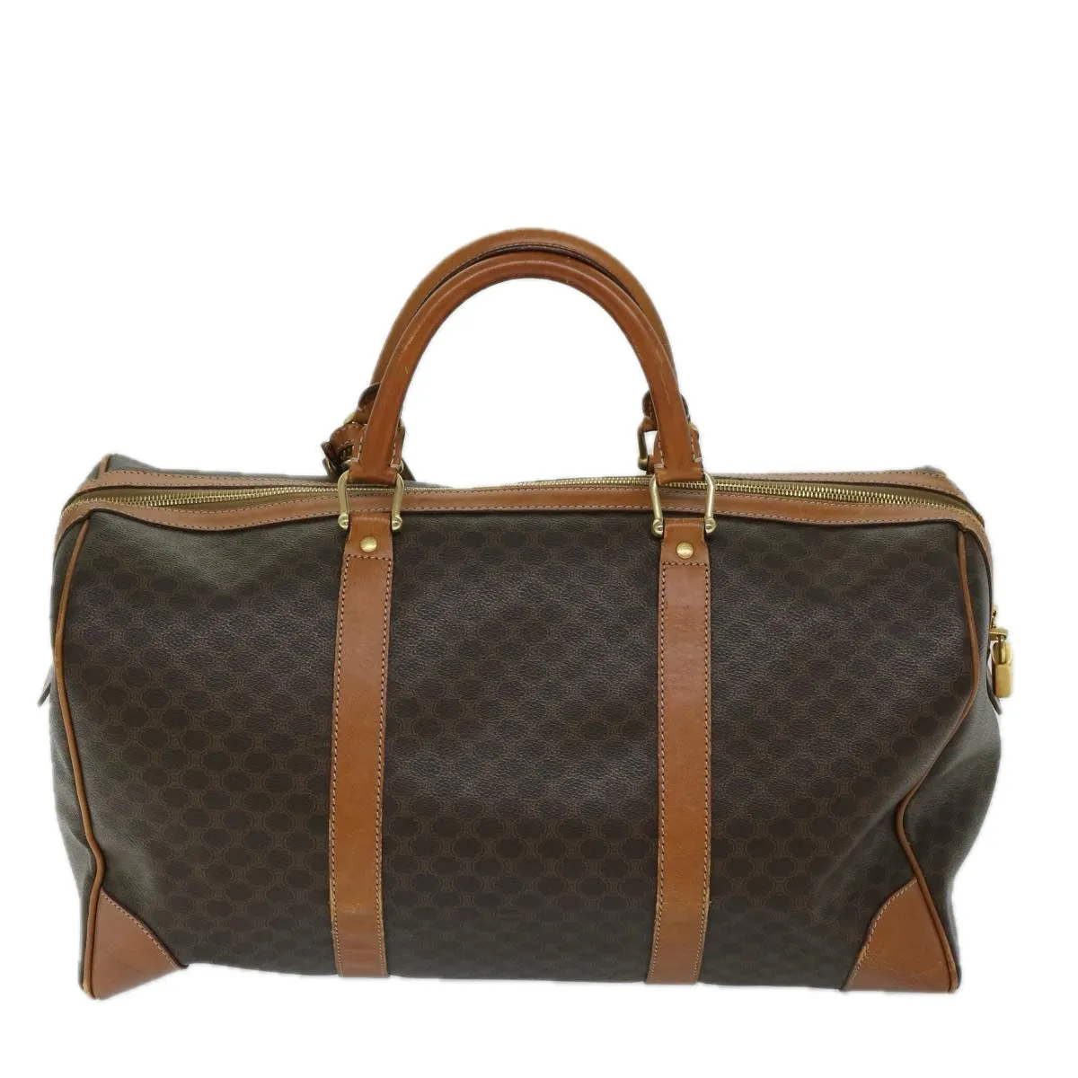 CELINE Macadam Canvas Boston Bag PVC Brown Auth 69631