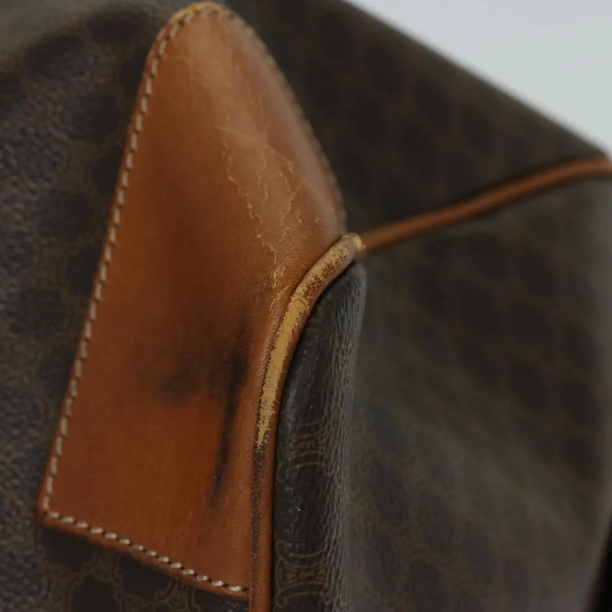 CELINE Macadam Canvas Boston Bag PVC Brown Auth 69631