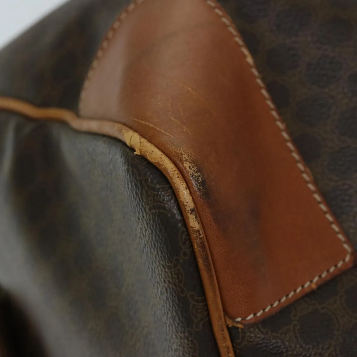 CELINE Macadam Canvas Boston Bag PVC Brown Auth 69631