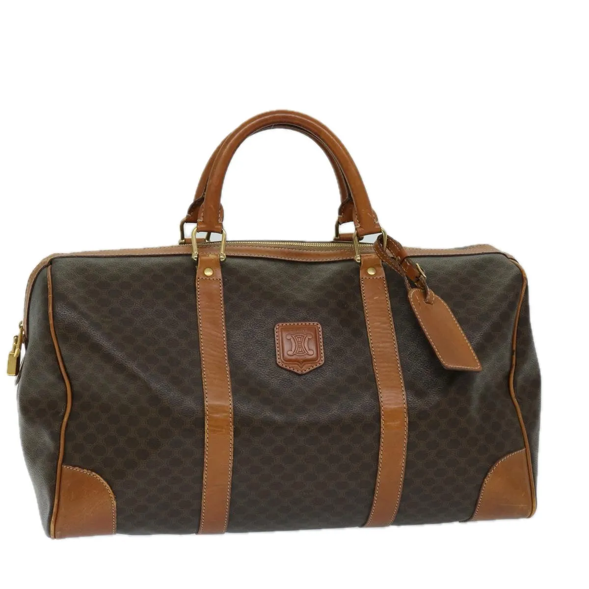 CELINE Macadam Canvas Boston Bag PVC Brown Auth 69631