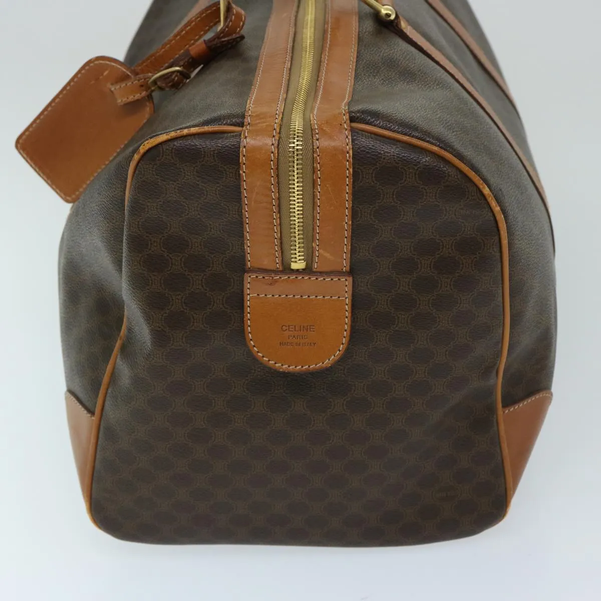CELINE Macadam Canvas Boston Bag PVC Brown Auth 69631
