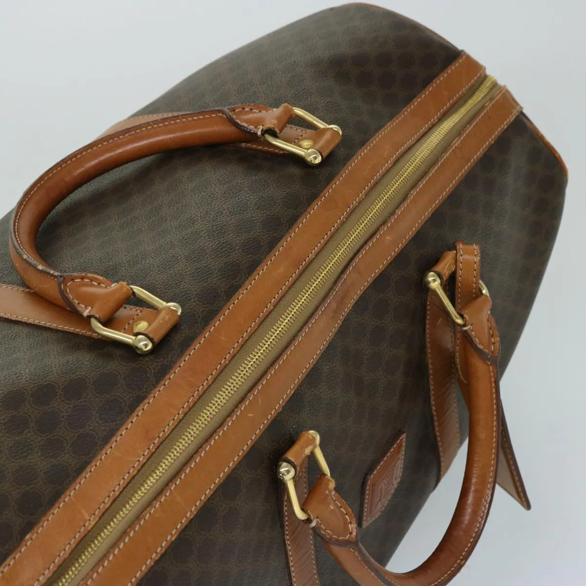 CELINE Macadam Canvas Boston Bag PVC Brown Auth 69631