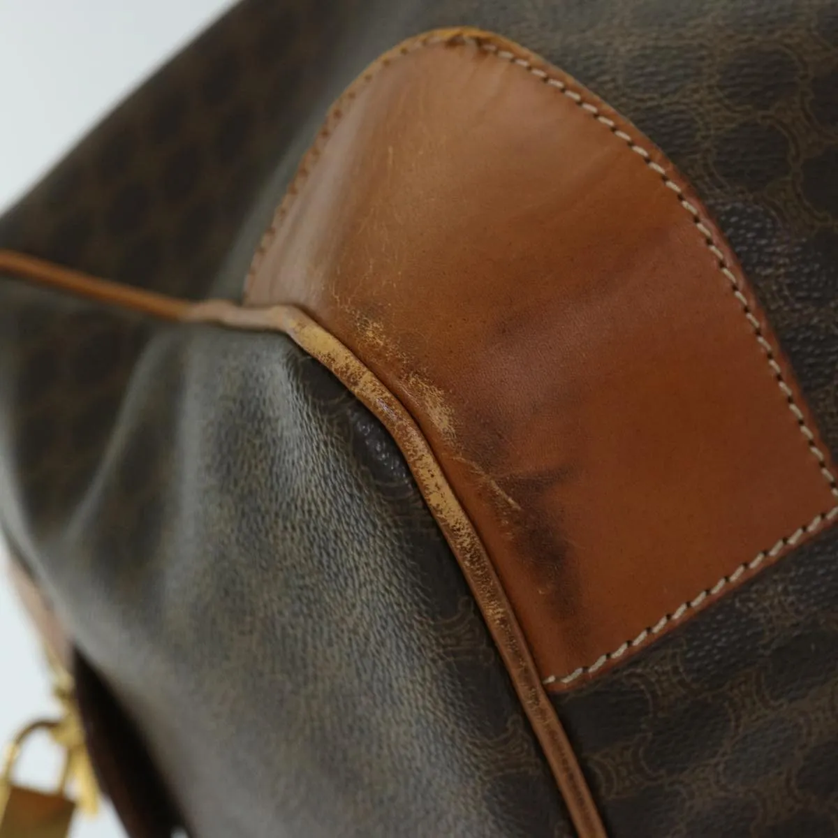 CELINE Macadam Canvas Boston Bag PVC Brown Auth 69631