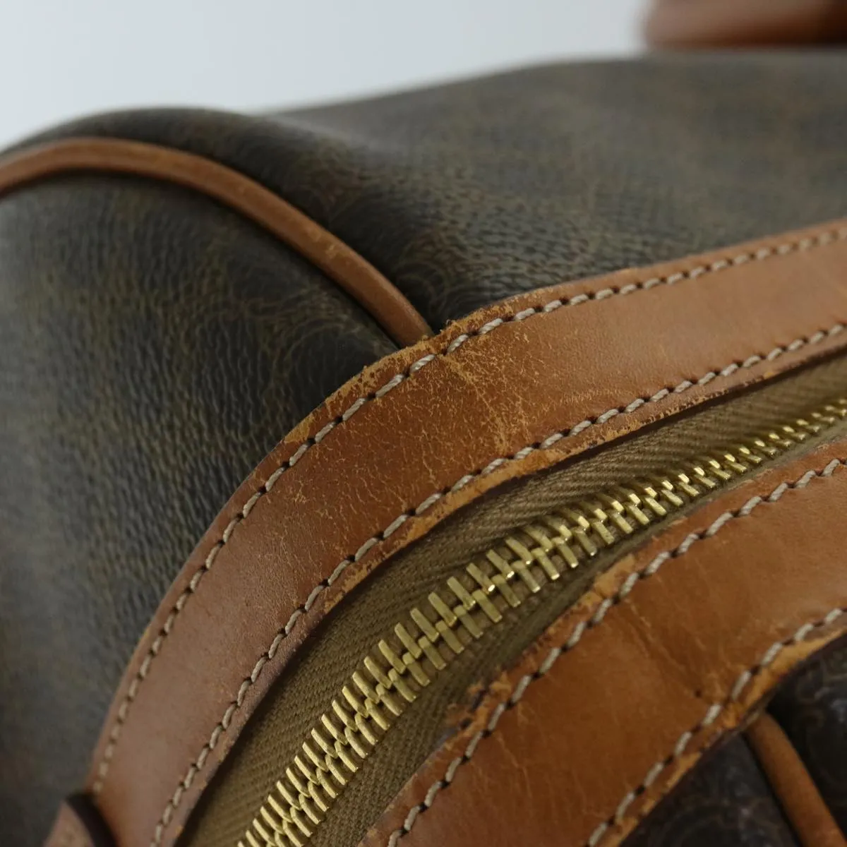 CELINE Macadam Canvas Boston Bag PVC Brown Auth 69631