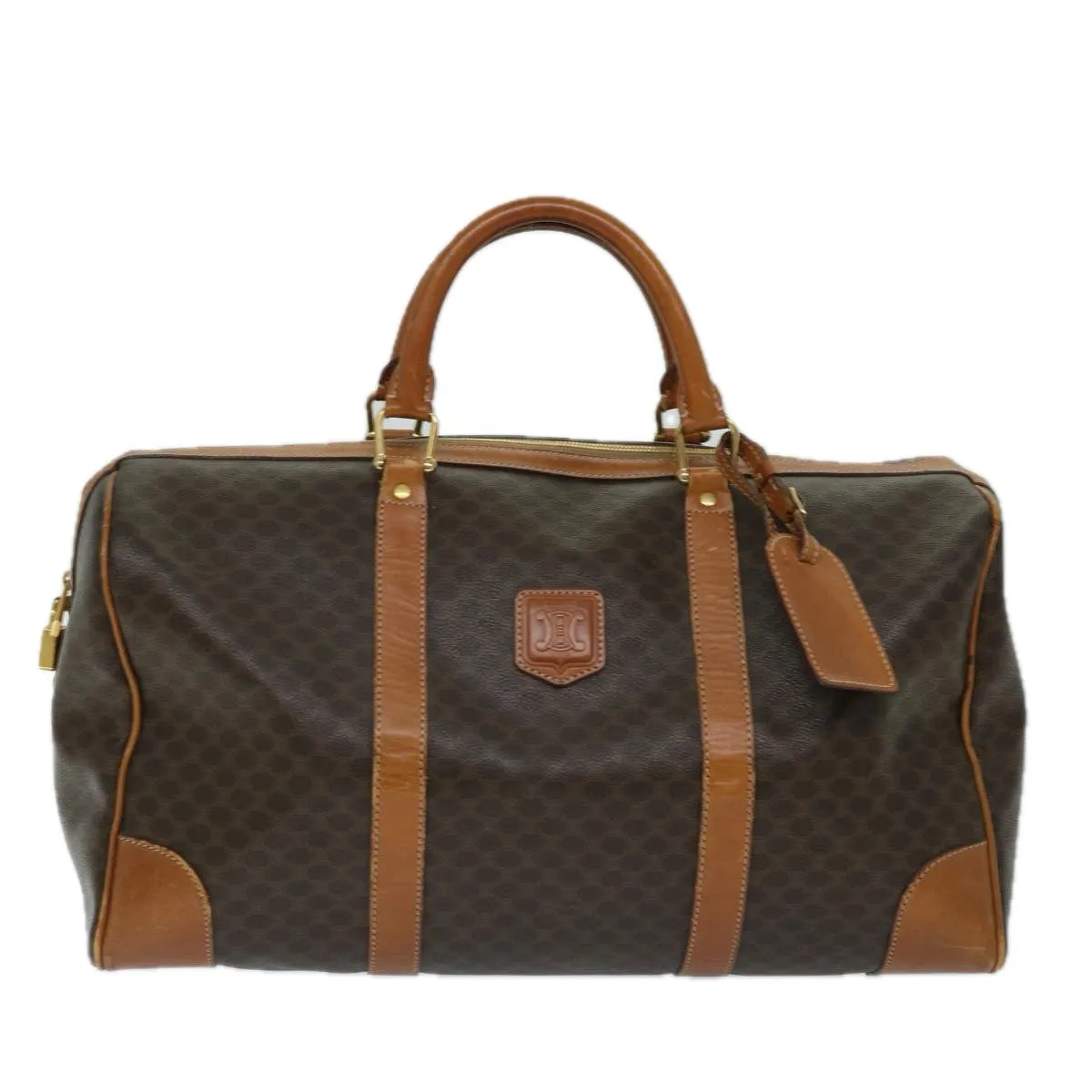 CELINE Macadam Canvas Boston Bag PVC Brown Auth 69631