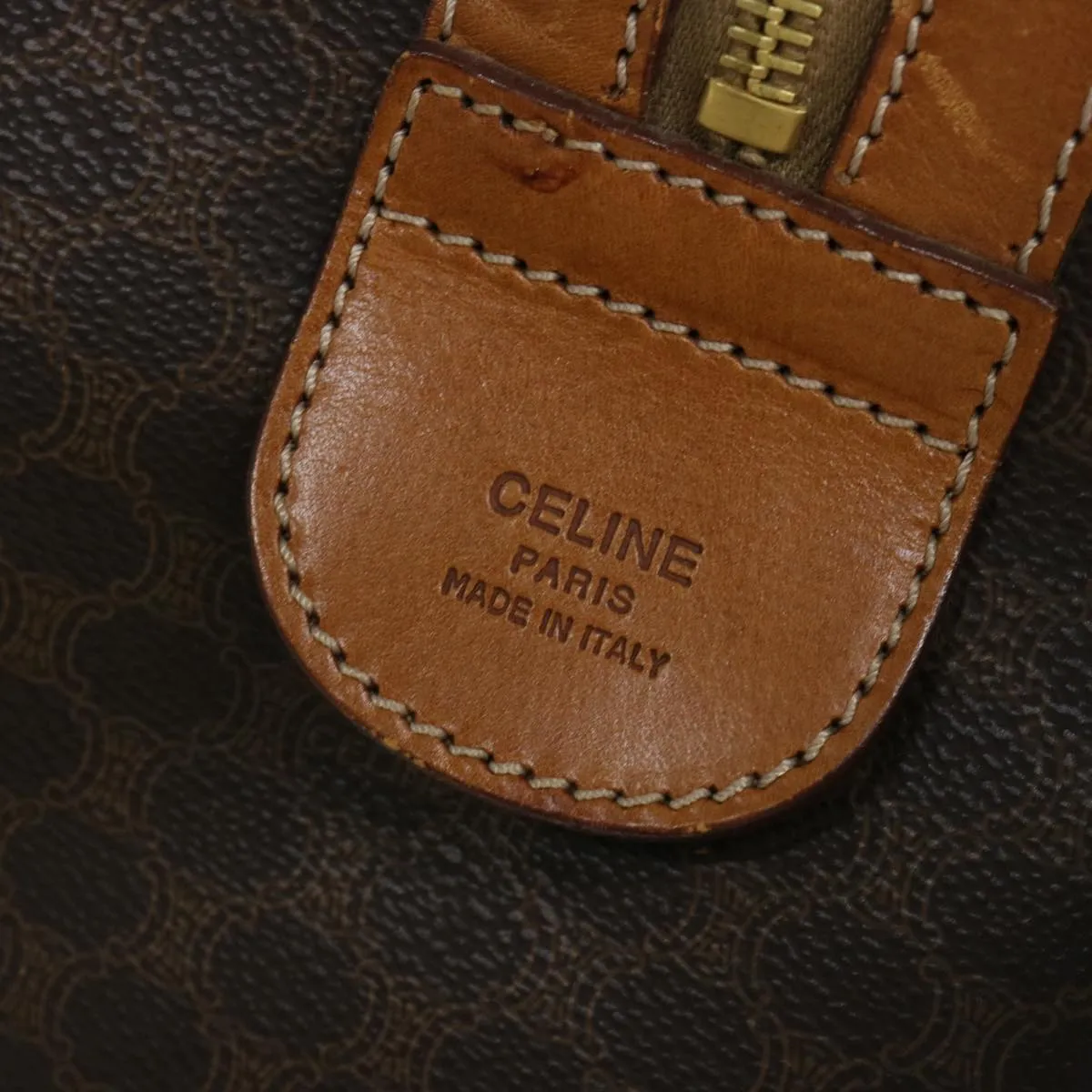 CELINE Macadam Canvas Boston Bag PVC Brown Auth 69631