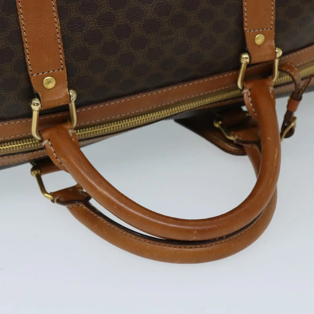 CELINE Macadam Canvas Boston Bag PVC Brown Auth 69631