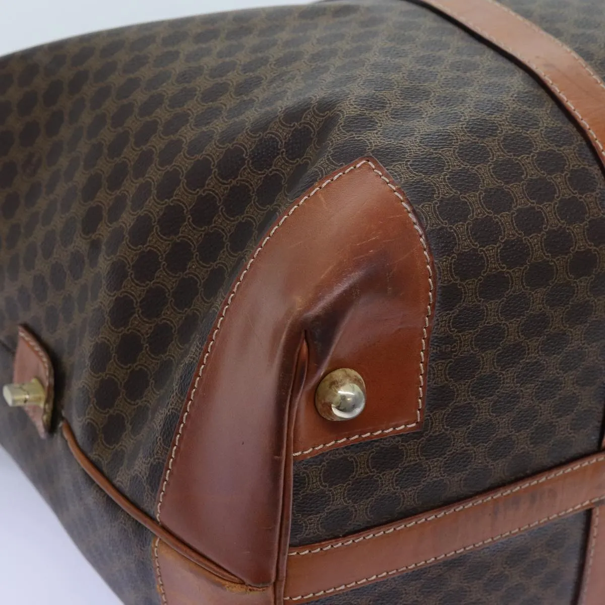 CELINE Macadam Canvas Boston Bag PVC Brown Auth 72587