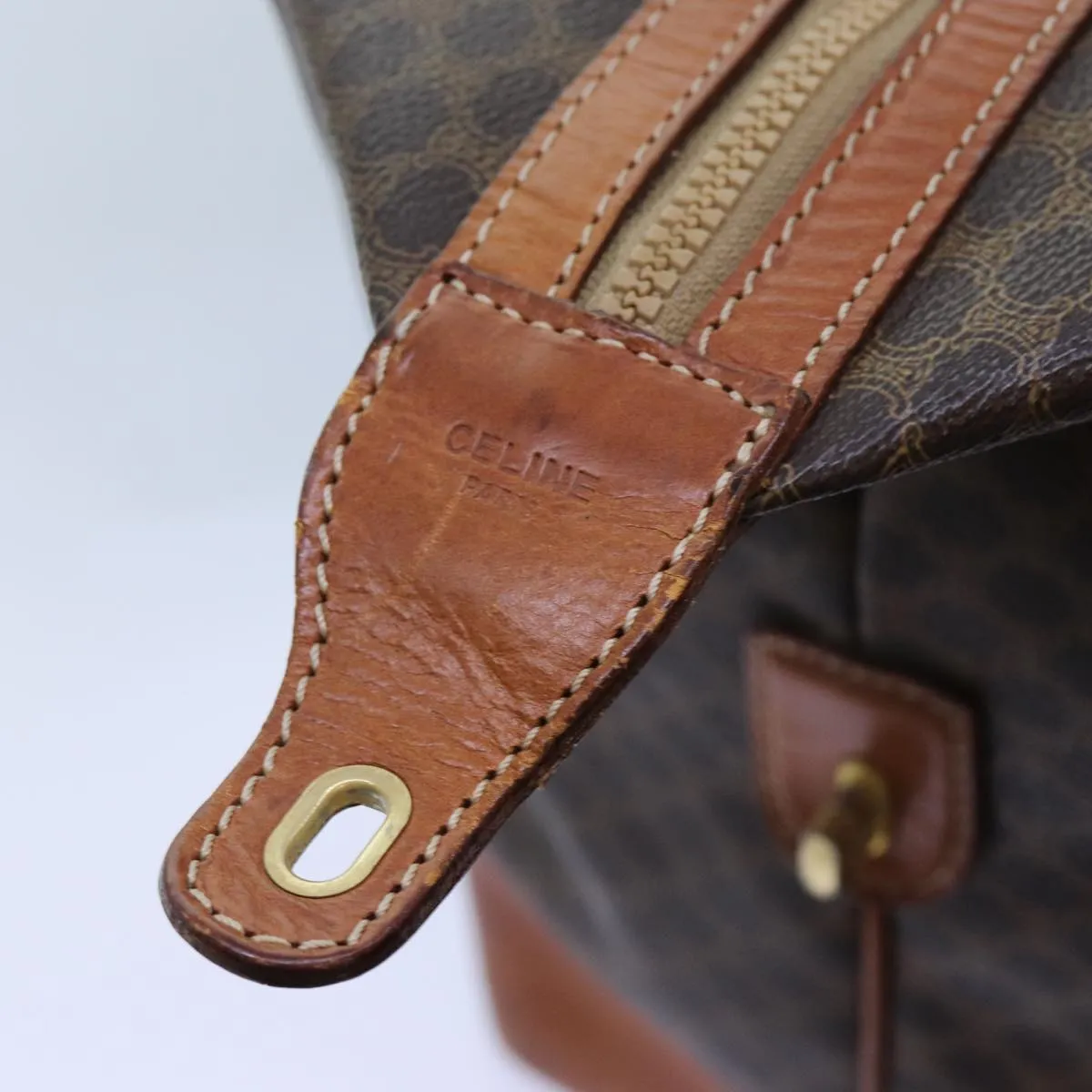 CELINE Macadam Canvas Boston Bag PVC Brown Auth 72587