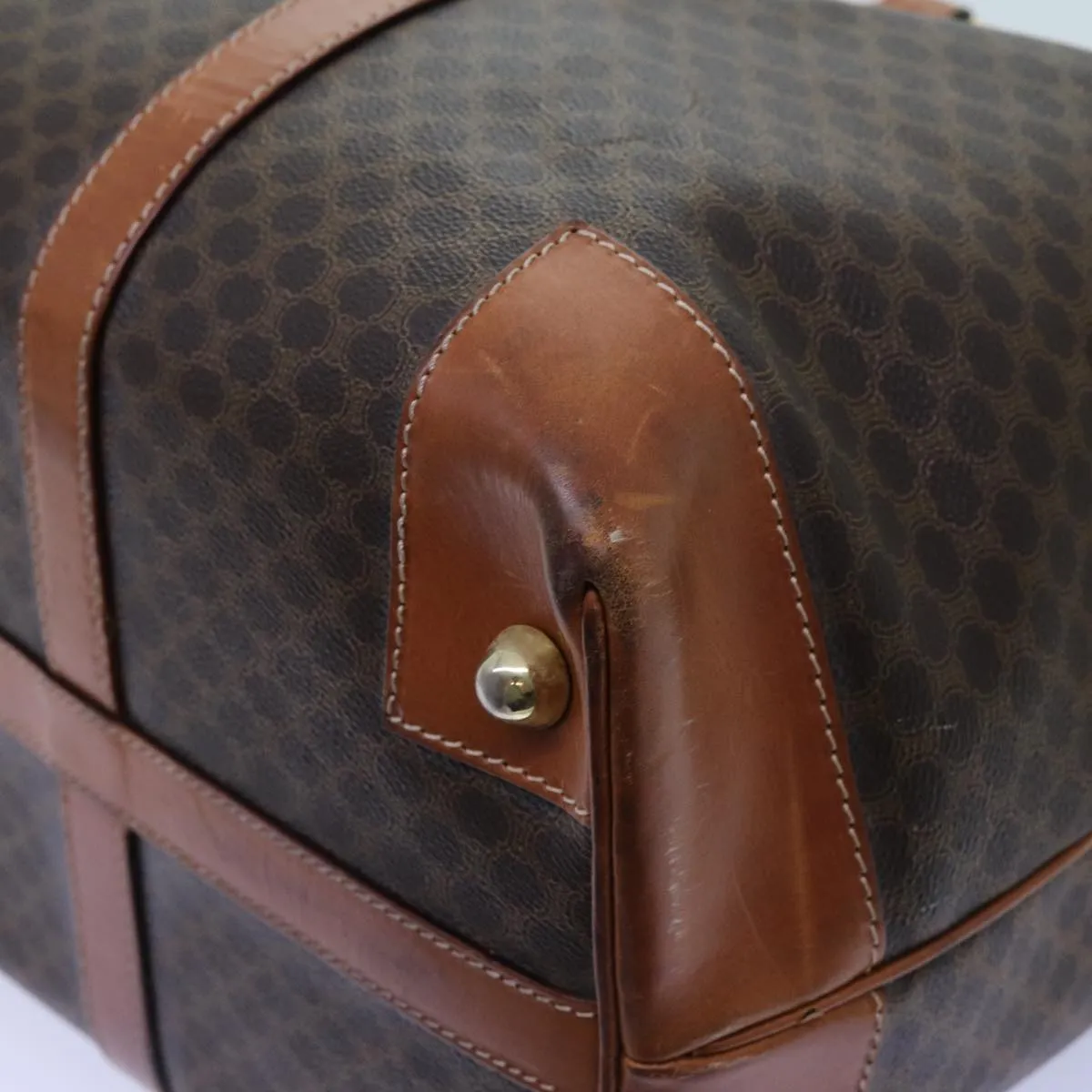 CELINE Macadam Canvas Boston Bag PVC Brown Auth 72587