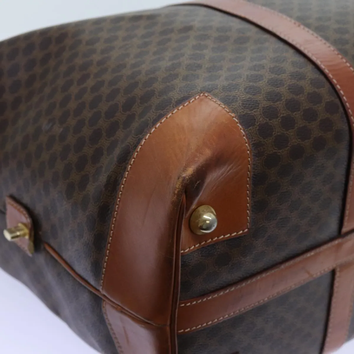 CELINE Macadam Canvas Boston Bag PVC Brown Auth 72587
