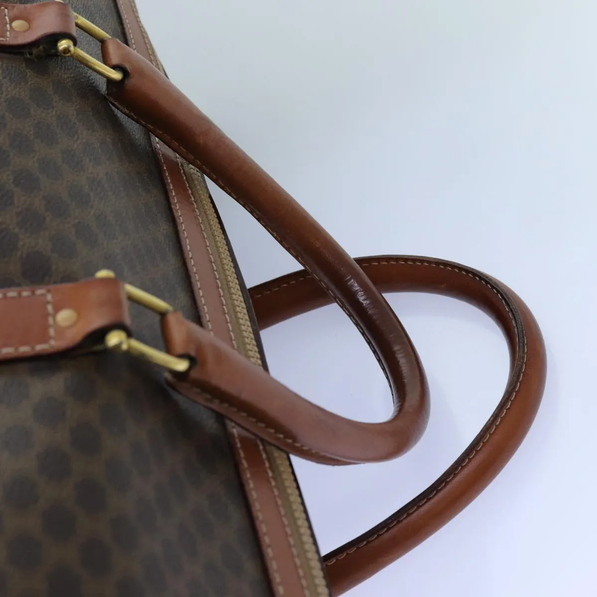 CELINE Macadam Canvas Boston Bag PVC Brown Auth 72587