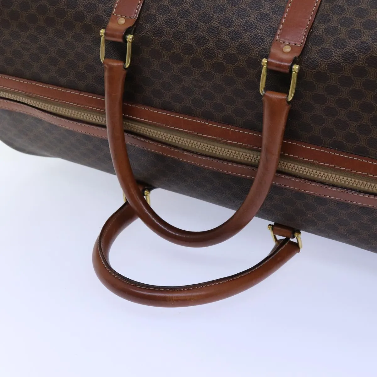 CELINE Macadam Canvas Boston Bag PVC Brown Auth 72587