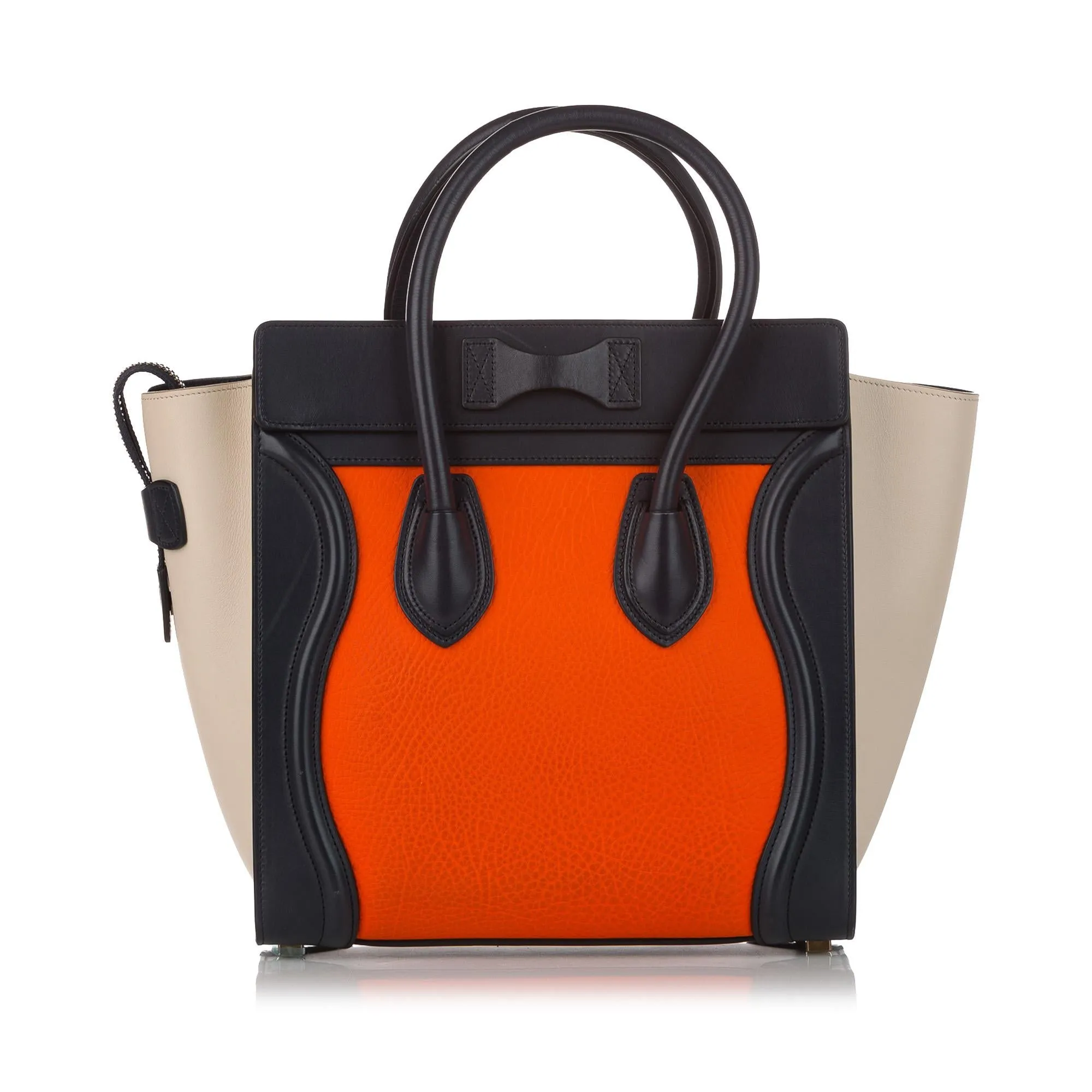 Celine Micro Luggage Tote Tricolor Leather Handbag