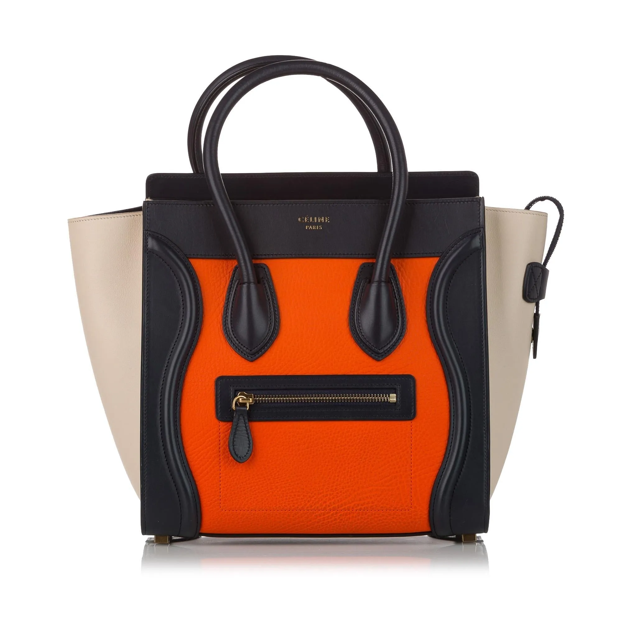 Celine Micro Luggage Tote Tricolor Leather Handbag
