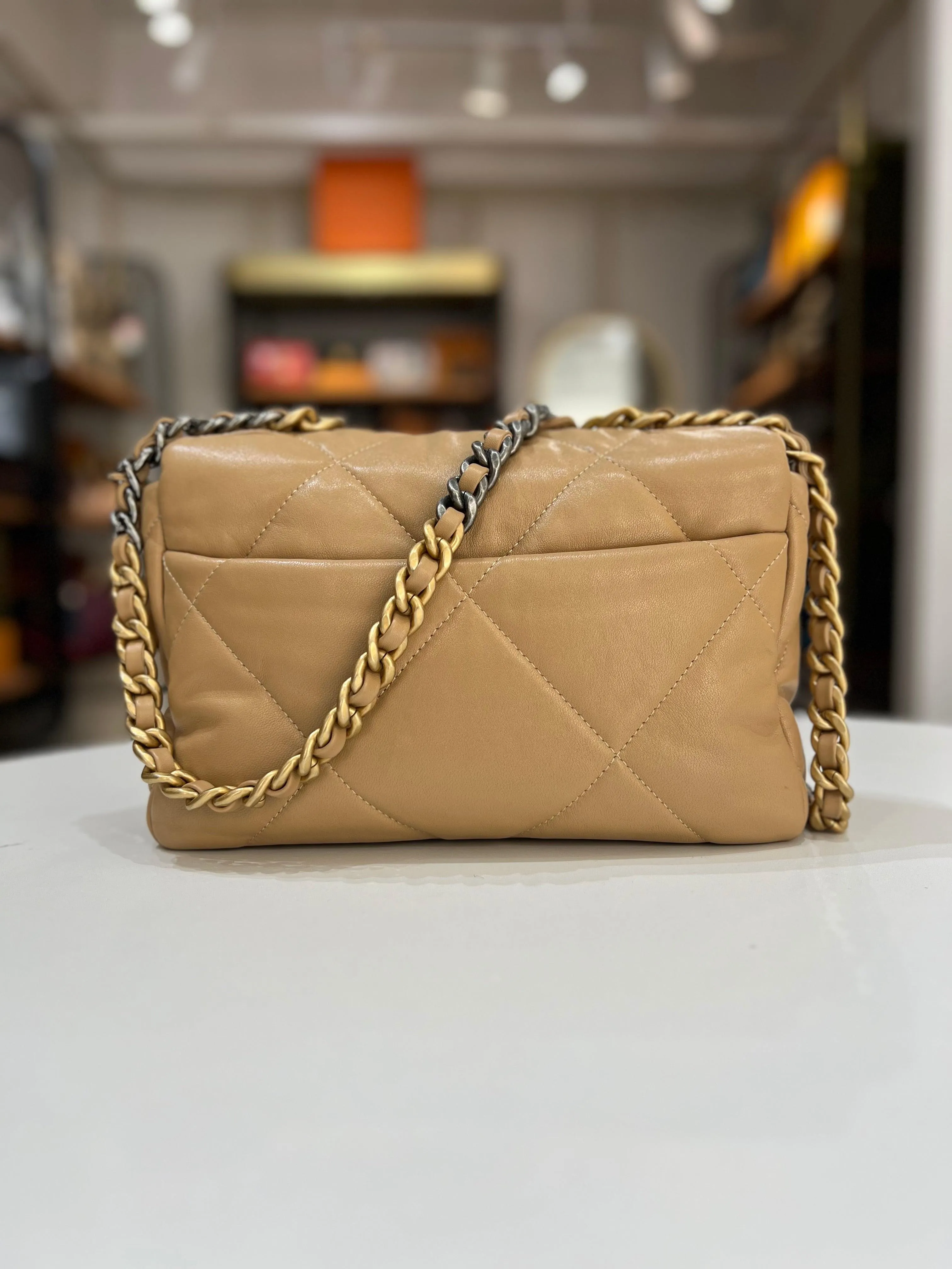 CHANEL 19 Lambskin Beige Color With GHW & SHW Women Shoulder Bag