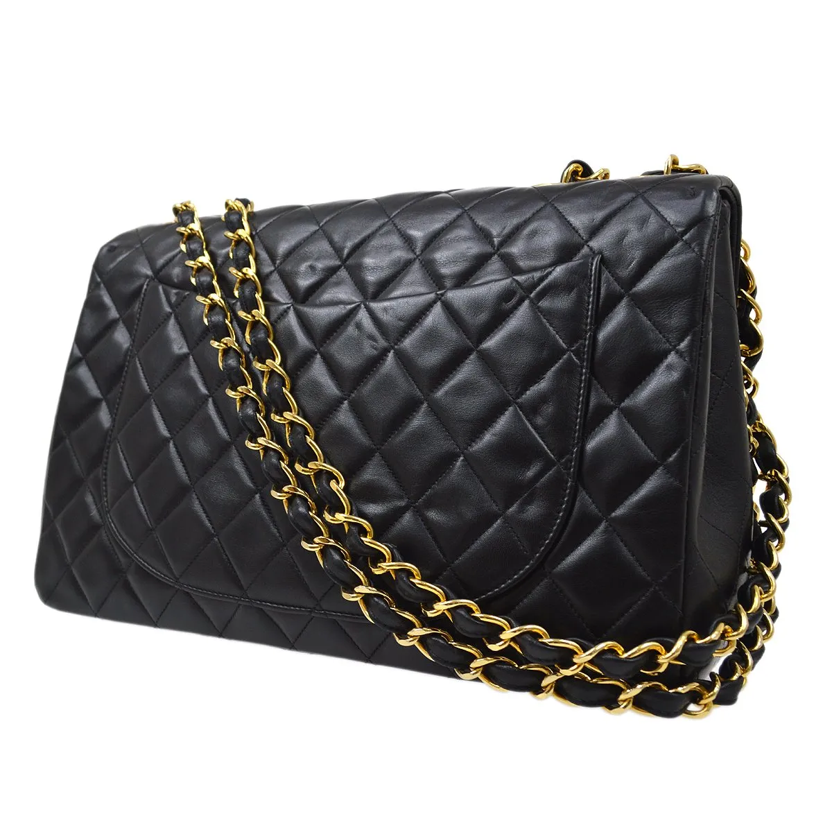 CHANEL 1994-1996 Classic Flap Maxi Black Lambskin 61466