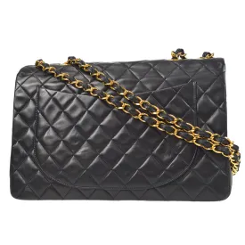 CHANEL 1994-1996 Classic Flap Maxi Black Lambskin 66455