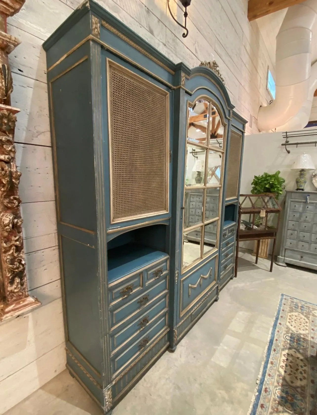 Circa 1860s Painted French Provincial Mirrored Armoire