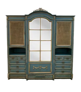 Circa 1860s Painted French Provincial Mirrored Armoire