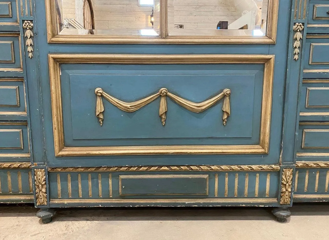 Circa 1860s Painted French Provincial Mirrored Armoire