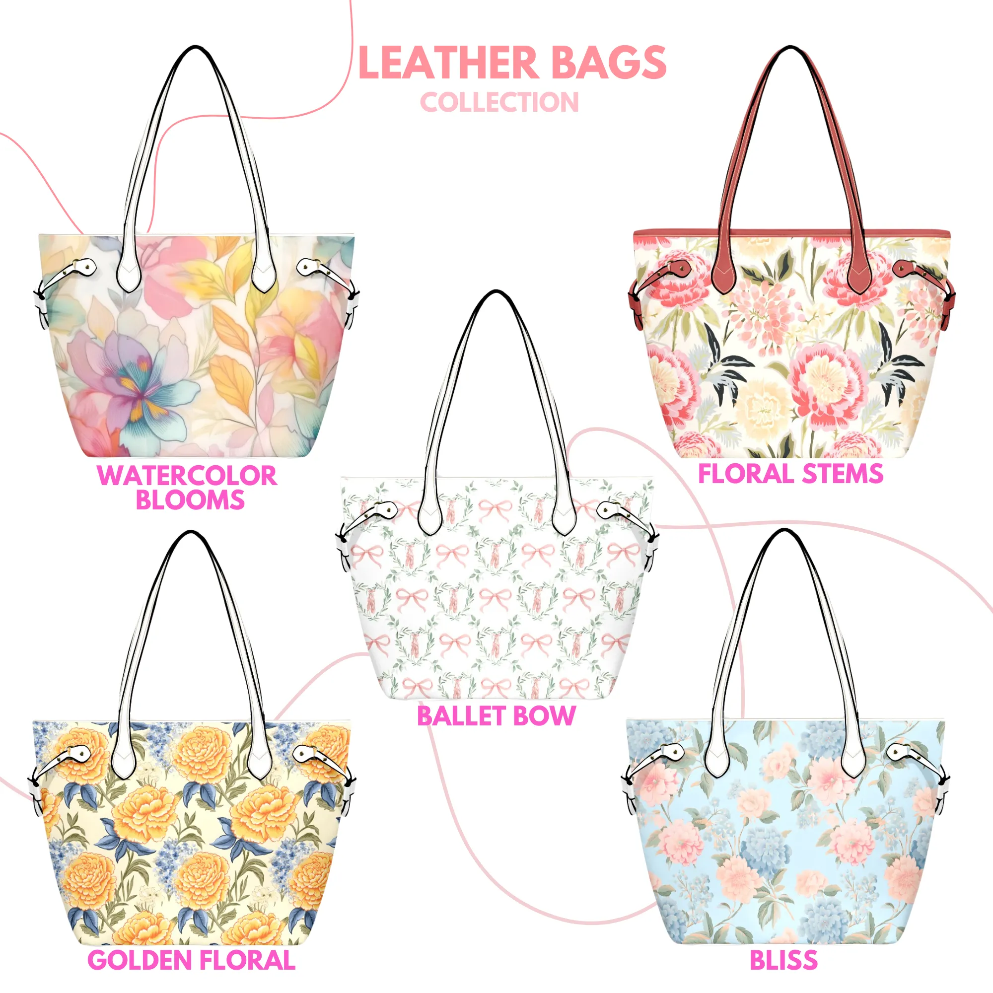 Claire Leather Bag | Heart, Flower and Bow Design | Perfect Gift for Her | Elegant & Durable Fashion Tote