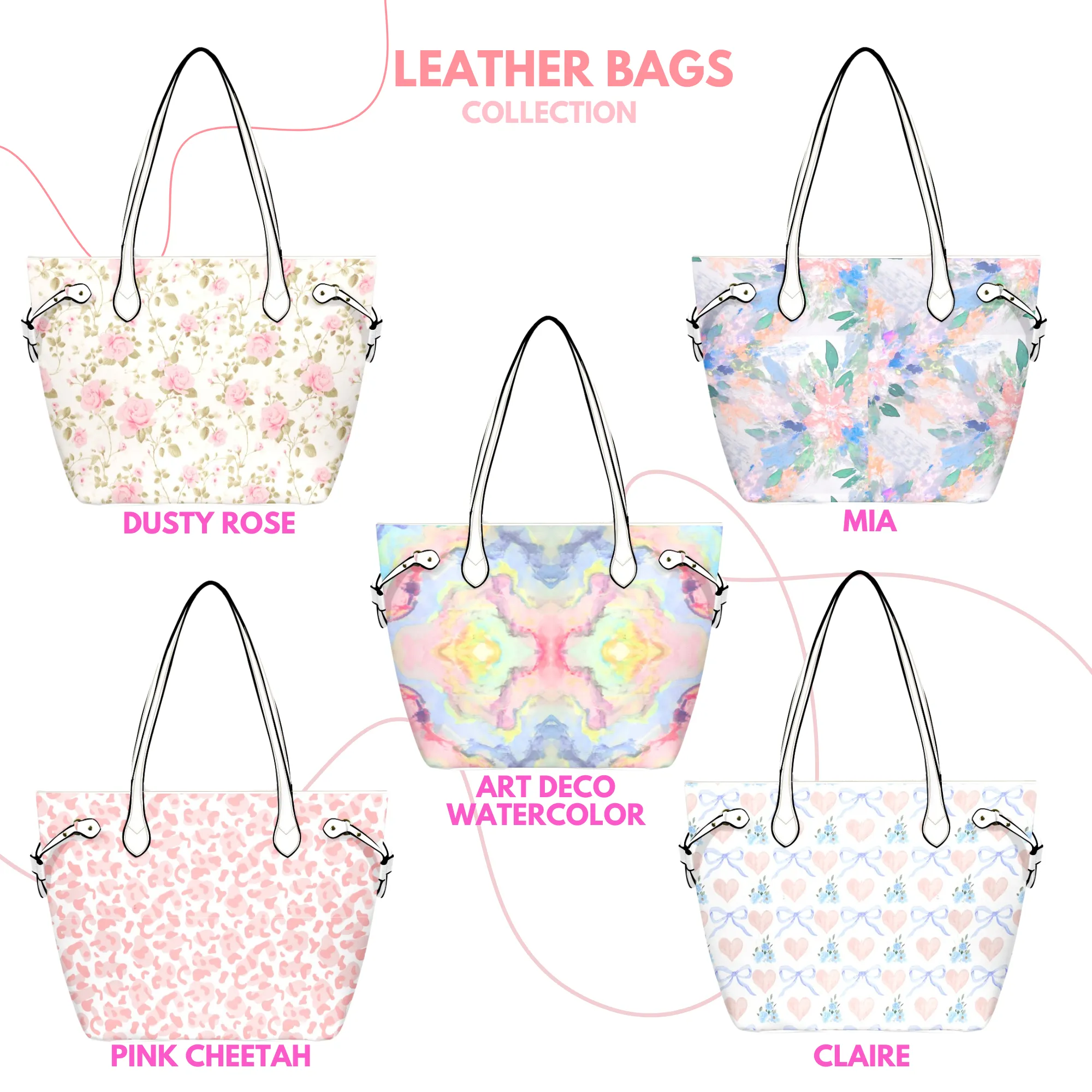 Claire Leather Bag | Heart, Flower and Bow Design | Perfect Gift for Her | Elegant & Durable Fashion Tote