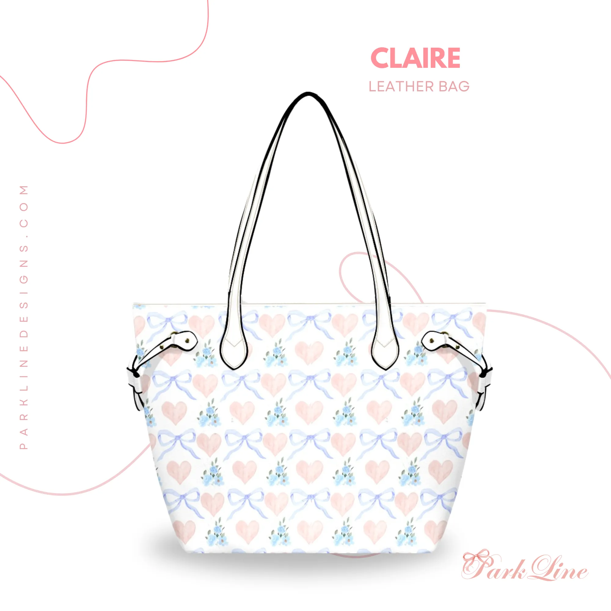 Claire Leather Bag | Heart, Flower and Bow Design | Perfect Gift for Her | Elegant & Durable Fashion Tote