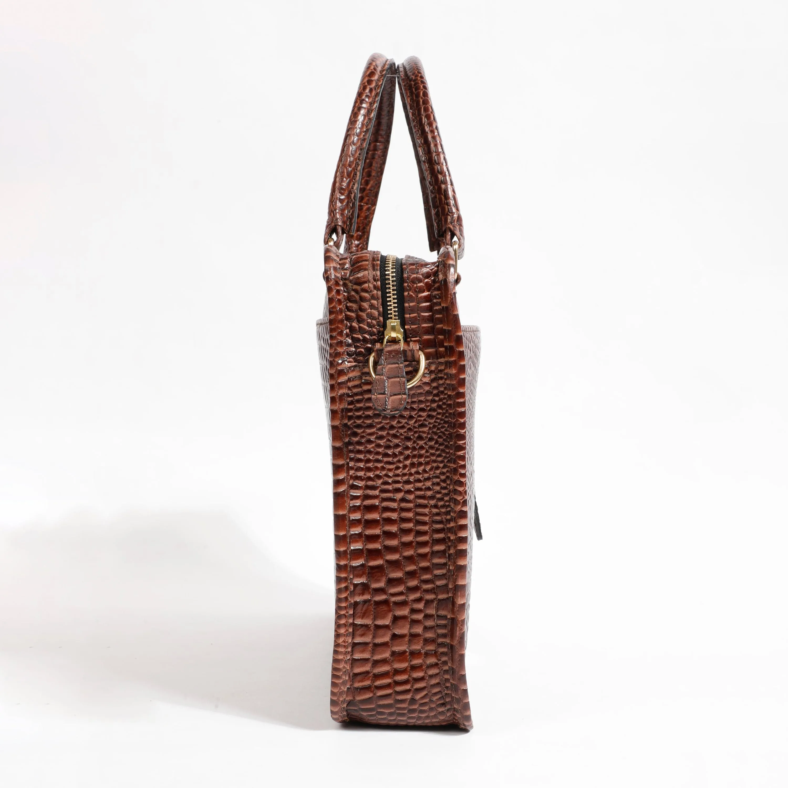 Croco Pattern Marron Laptop Bag
