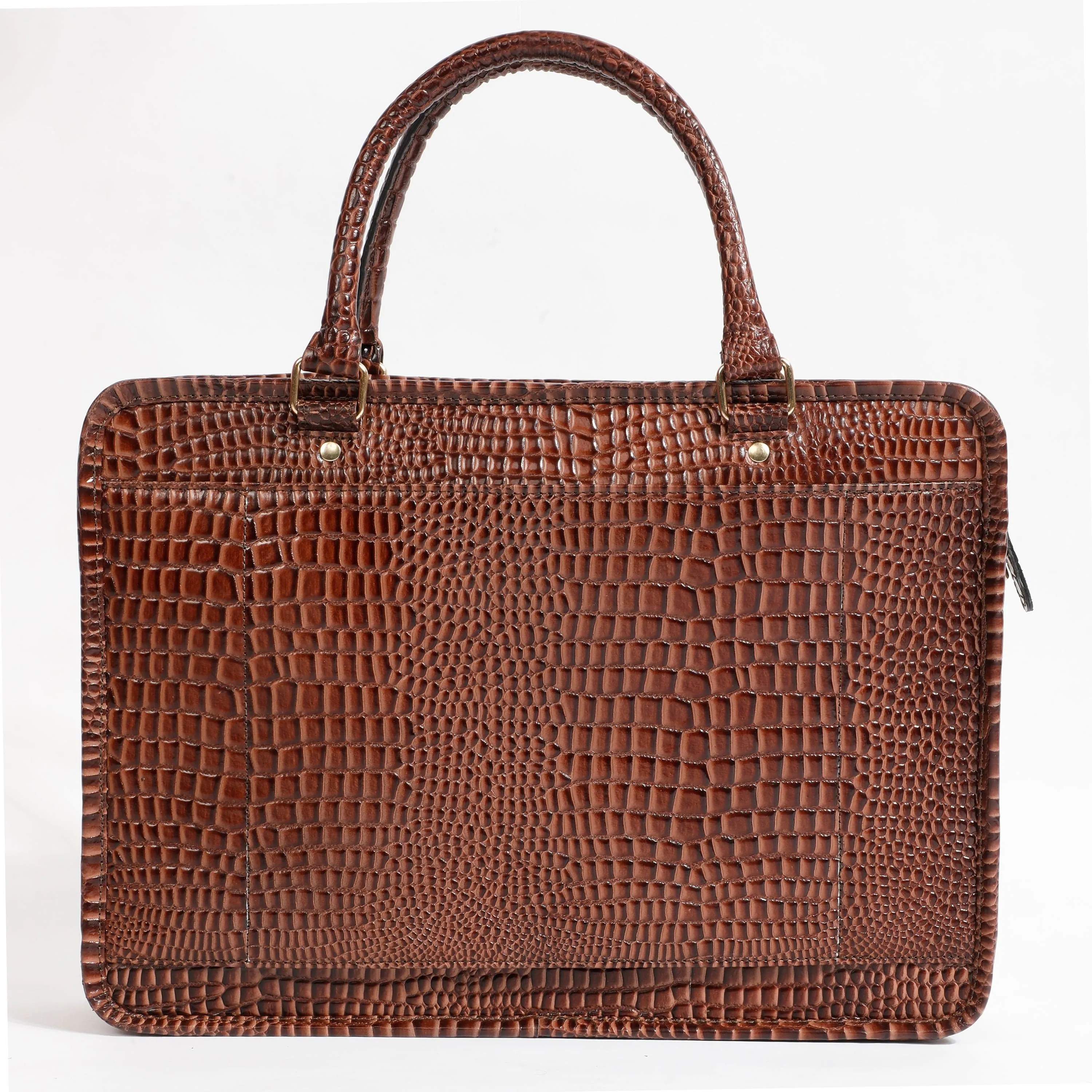 Croco Pattern Marron Laptop Bag