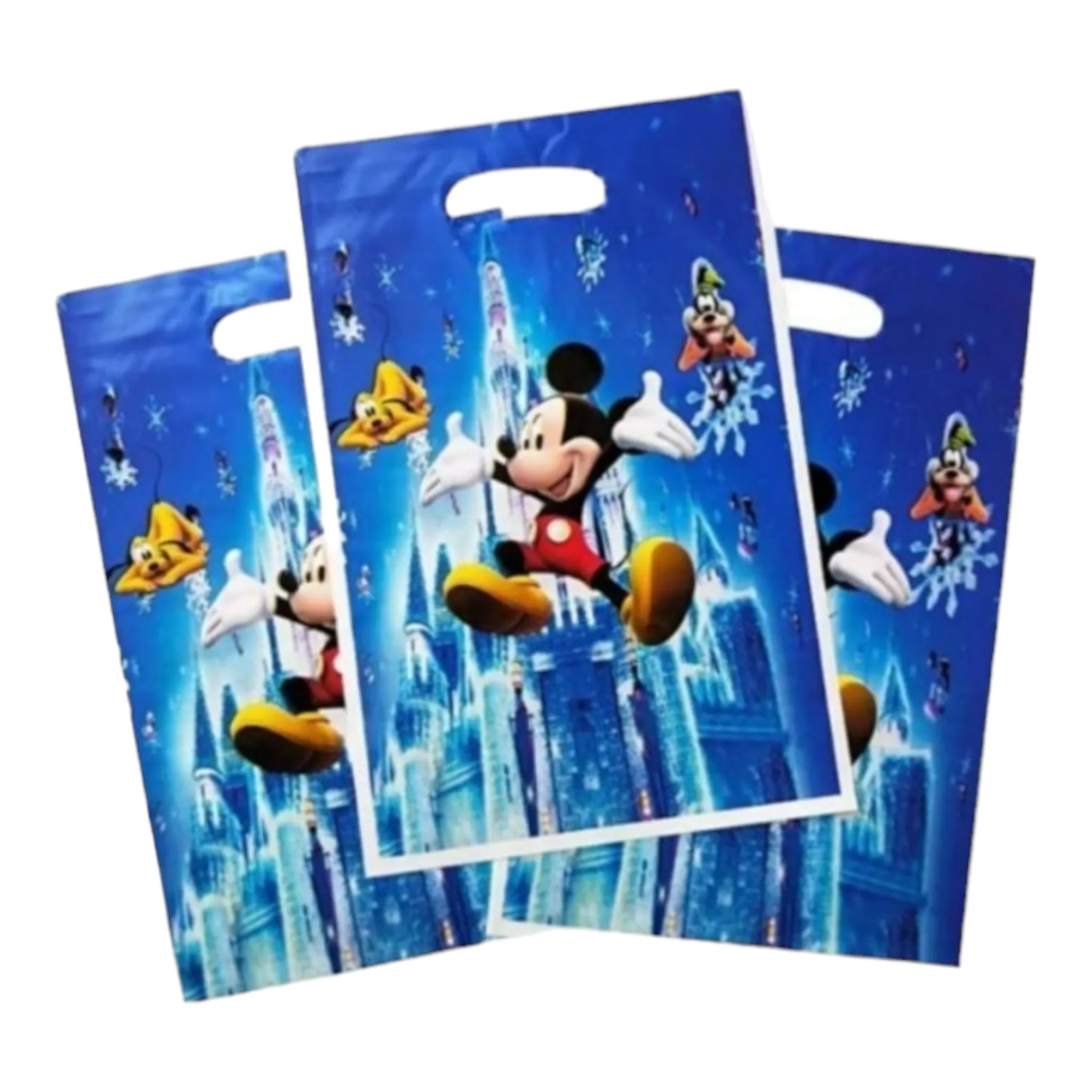 Disney Party Loot Plastic Treat Bags 16x25cm 10pack Die Cut Handle