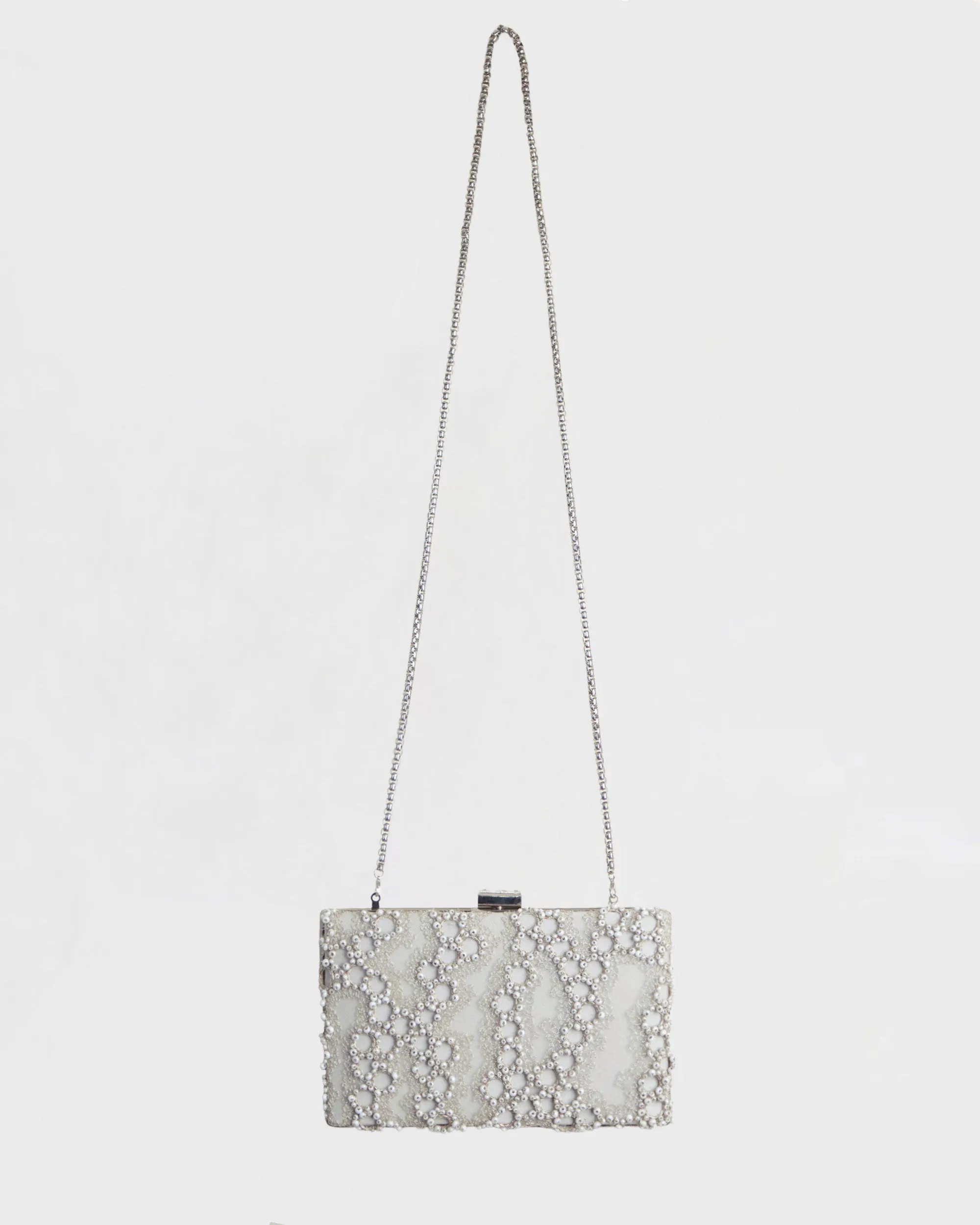 Embroidered Grey Clutch