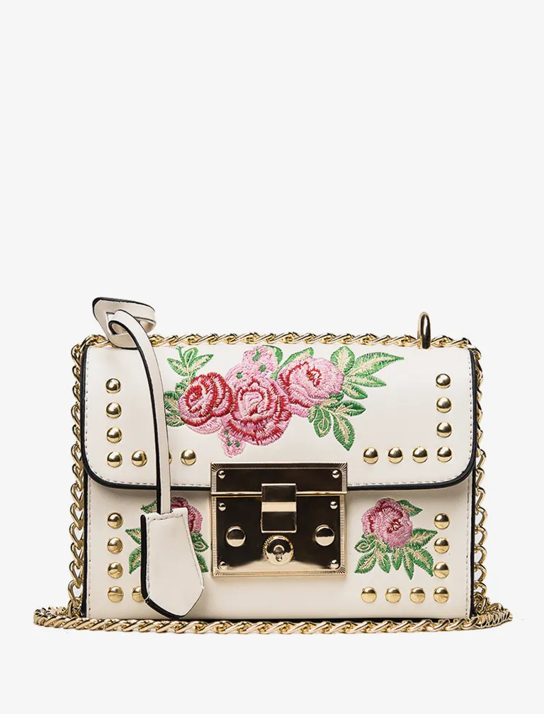 Embroidery Flower Flap Bag