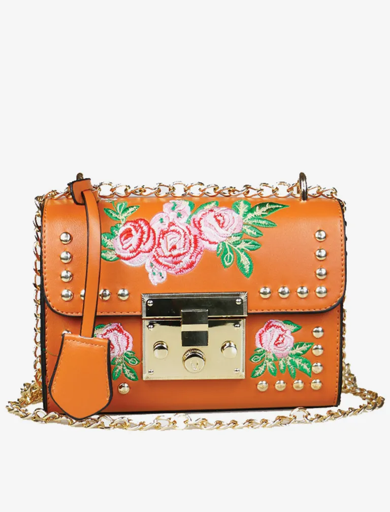 Embroidery Flower Flap Bag