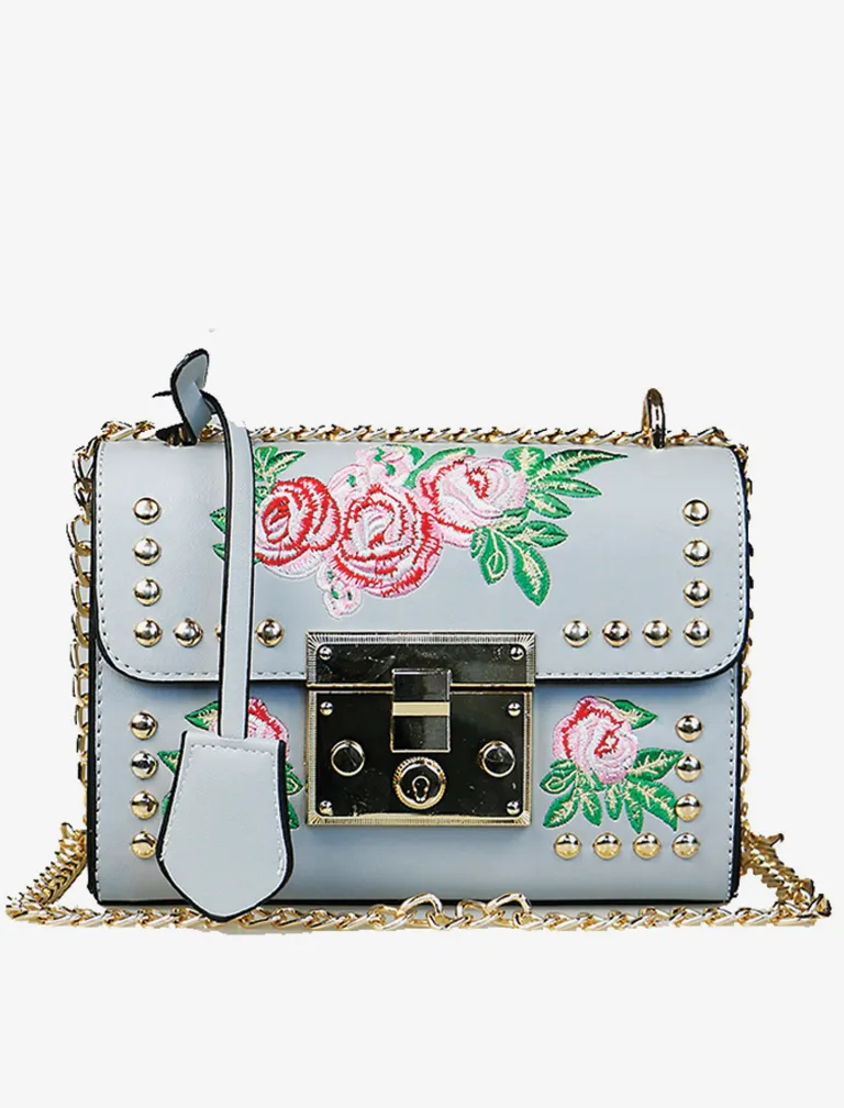 Embroidery Flower Flap Bag