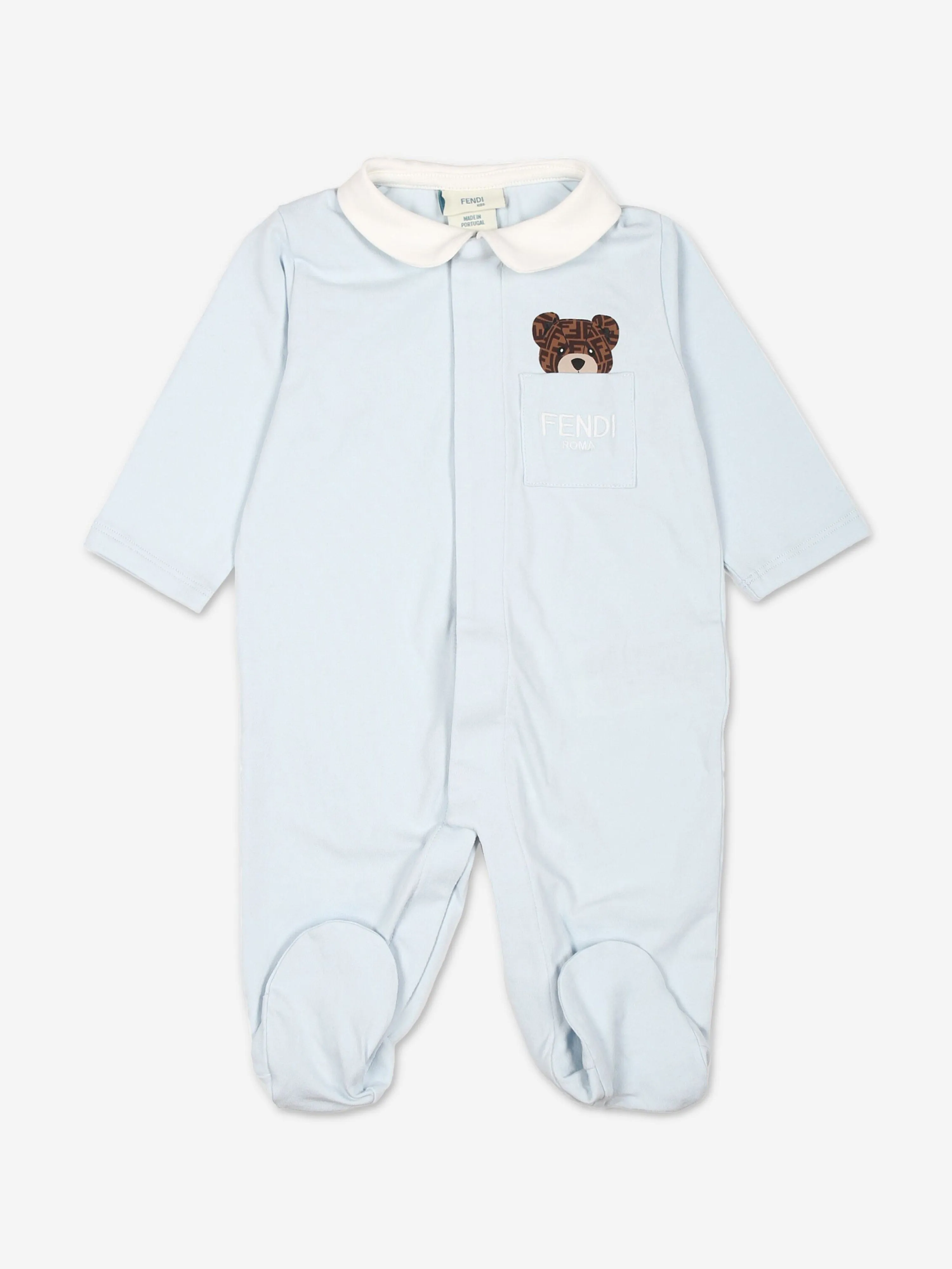 Fendi Baby Boys Bear Babygrow Gift Set in Blue